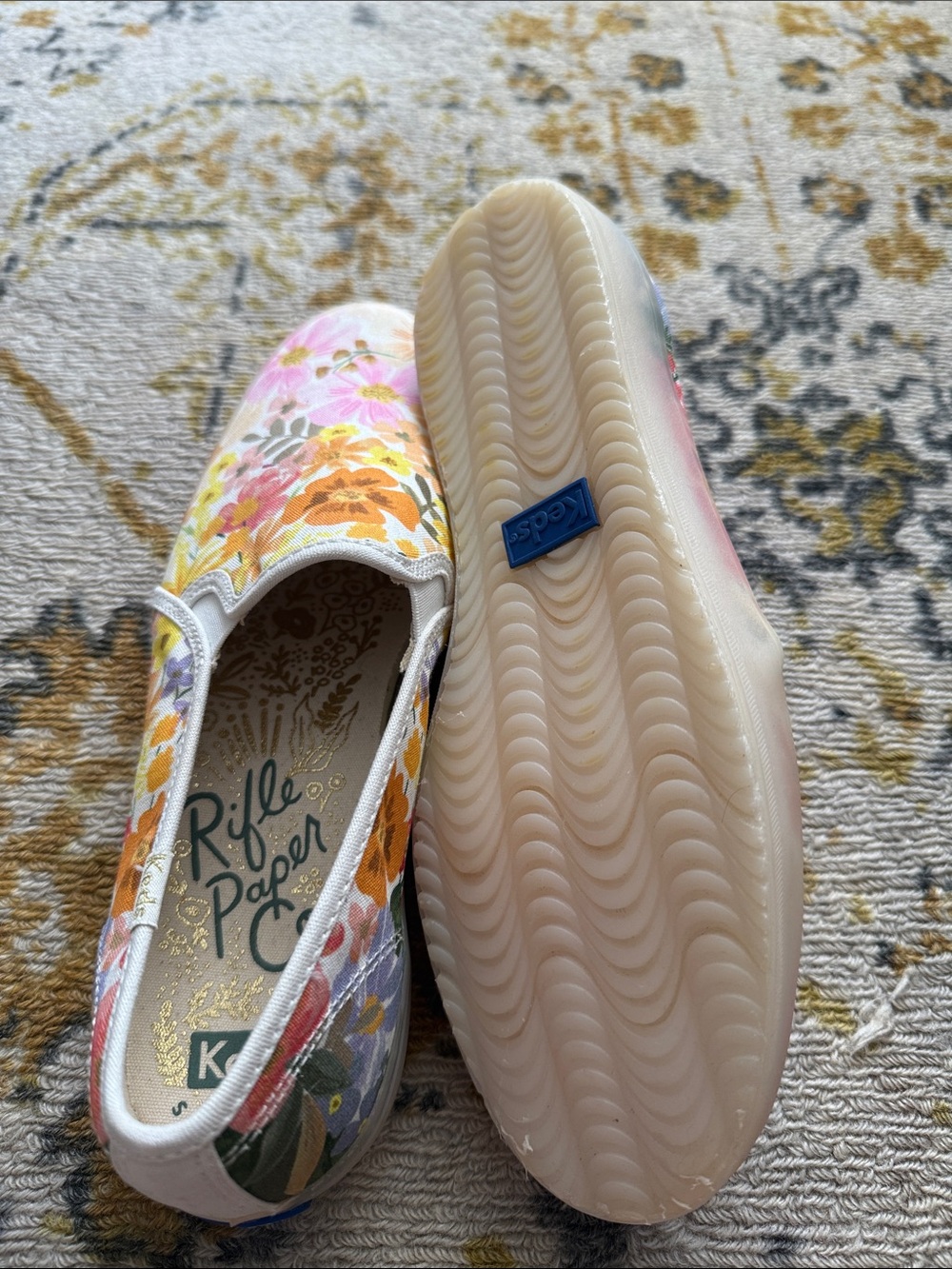Keds Slip-On Sneakers with Pink, Yellow & Orange Floral Print- Rifle Paper - Picture 4 of 4
